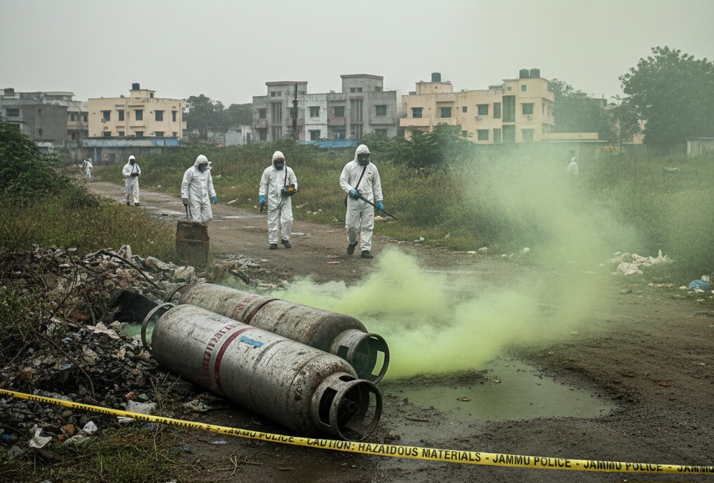 Hazard response team at chemical gas leak site in Jammu